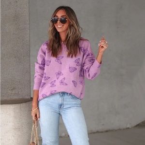 VICI Be My Butterfly Knit Sweater - Lavender